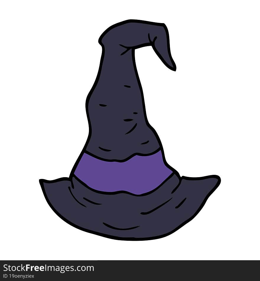 cartoon doodle witch hat