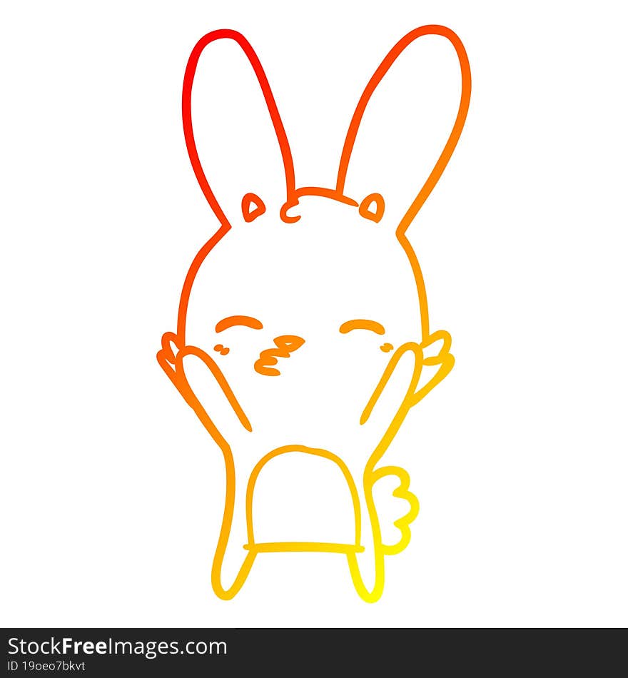 warm gradient line drawing curious bunny cartoon