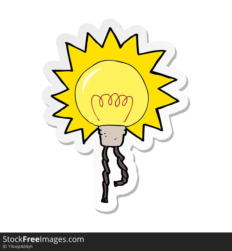 sticker of a cartoon light bulb