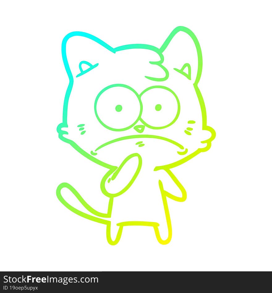 cold gradient line drawing cartoon nervous cat