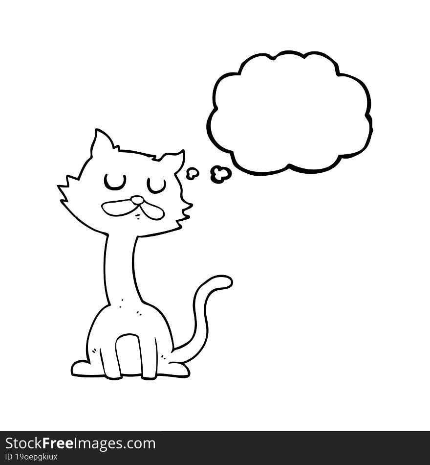 freehand drawn thought bubble cartoon cat