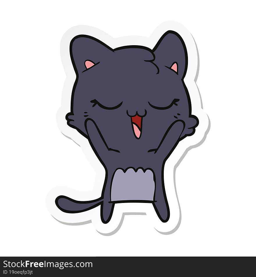 sticker of a happy cartoon cat