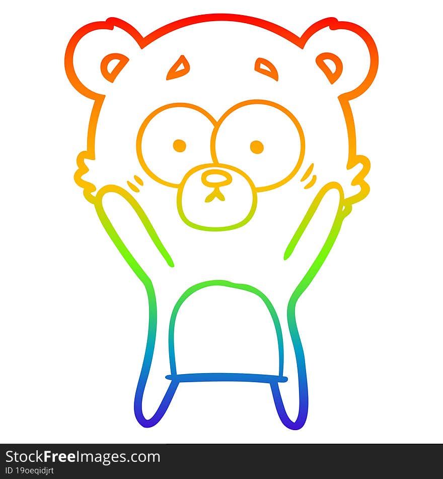 rainbow gradient line drawing worried bear cartoon