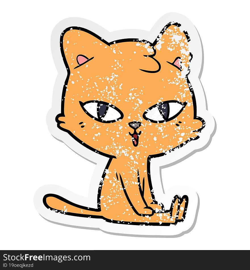 distressed sticker of a cartoon cat