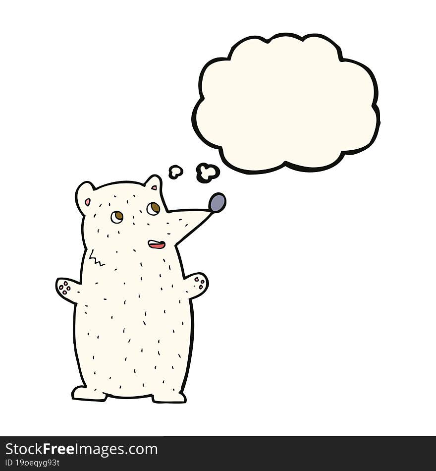 funny cartoon polar bear with thought bubble