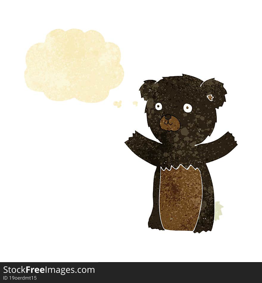 Cute Cartoon Black Bear With Thought Bubble