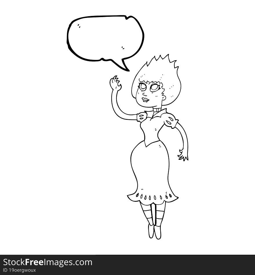 Speech Bubble Cartoon Vampire Girl