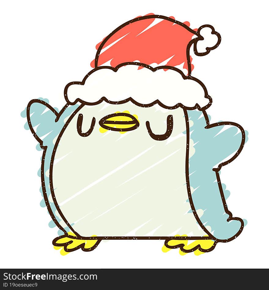 Christmas Penguin Chalk Drawing