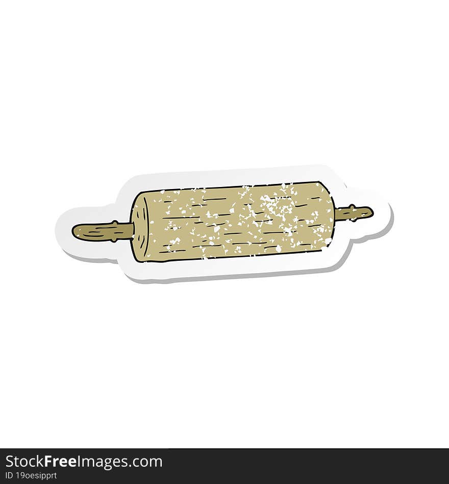 retro distressed sticker of a cartoon rolling pin