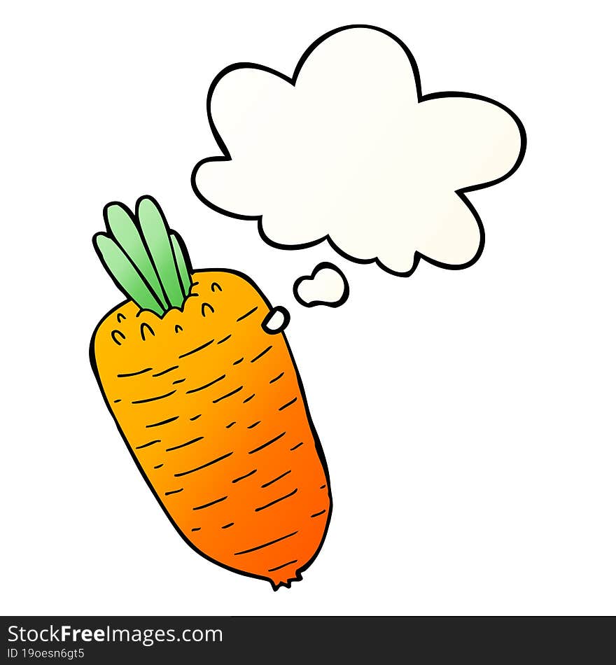 cartoon vegetable with thought bubble in smooth gradient style