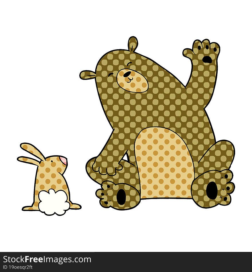 cartoon bear and rabbit friends. cartoon bear and rabbit friends