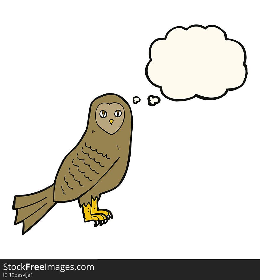 cartoon owl with thought bubble