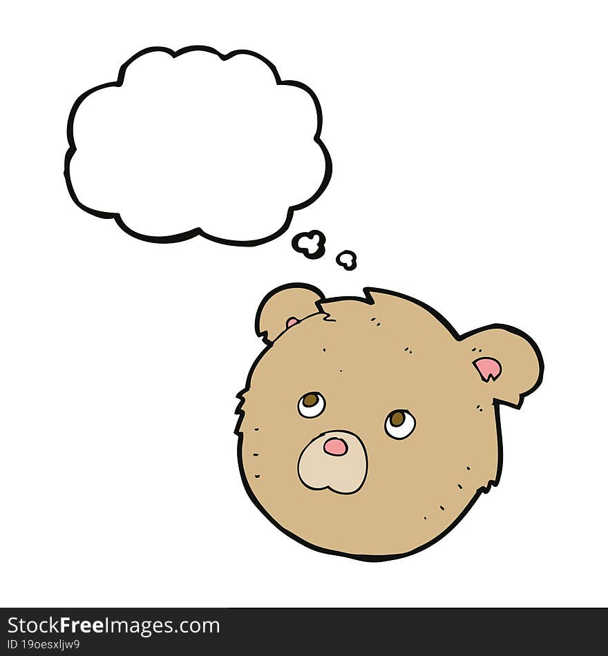 Cartoon Teddy Bear Face With Thought Bubble