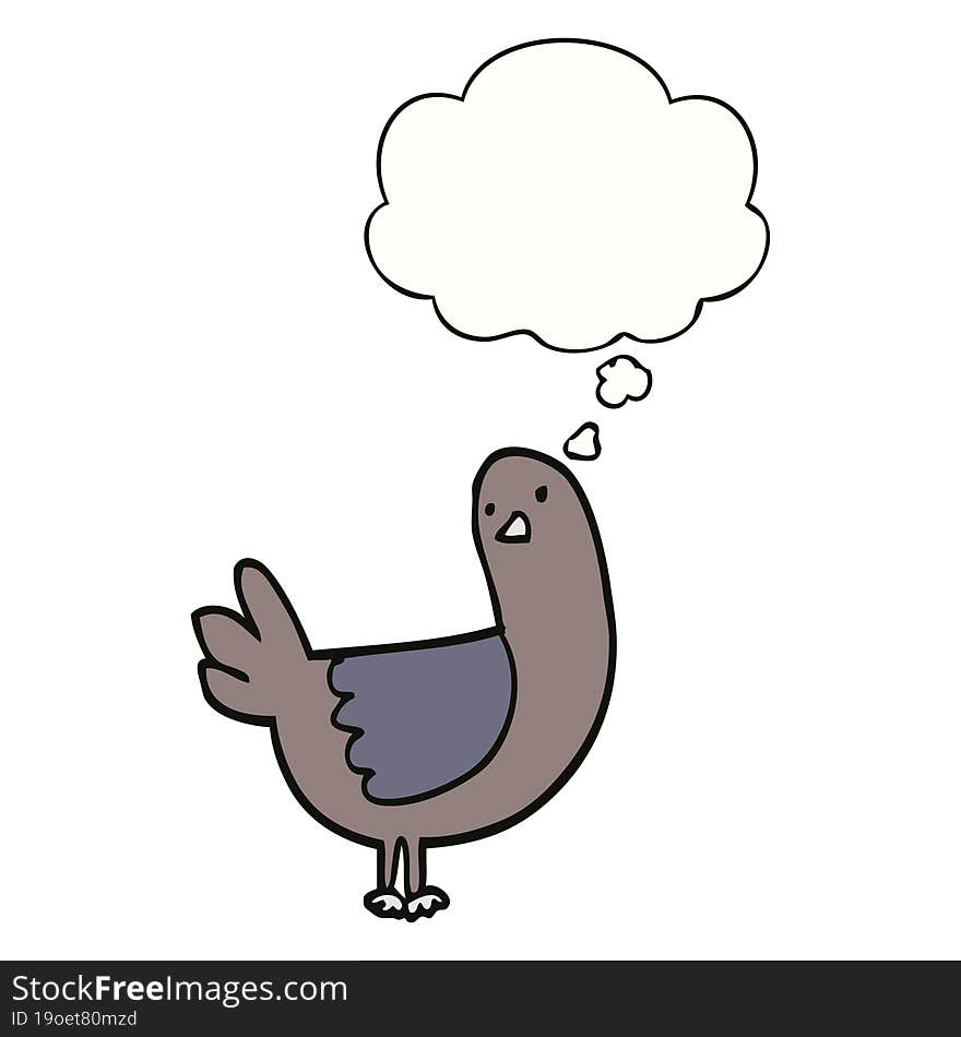 Cartoon Pigeon And Thought Bubble