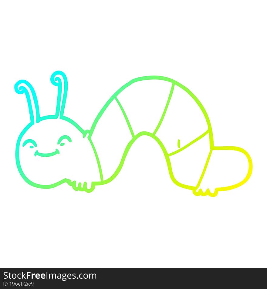 cold gradient line drawing cartoon happy bug