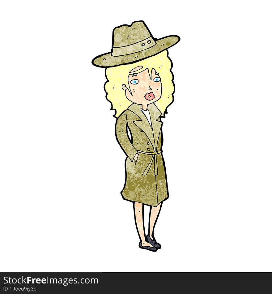 Cartoon Woman Wearing Sensible Hat