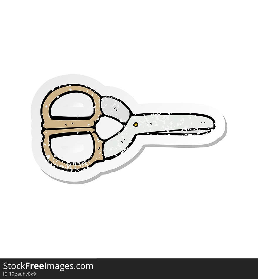 retro distressed sticker of a cartoon scissors