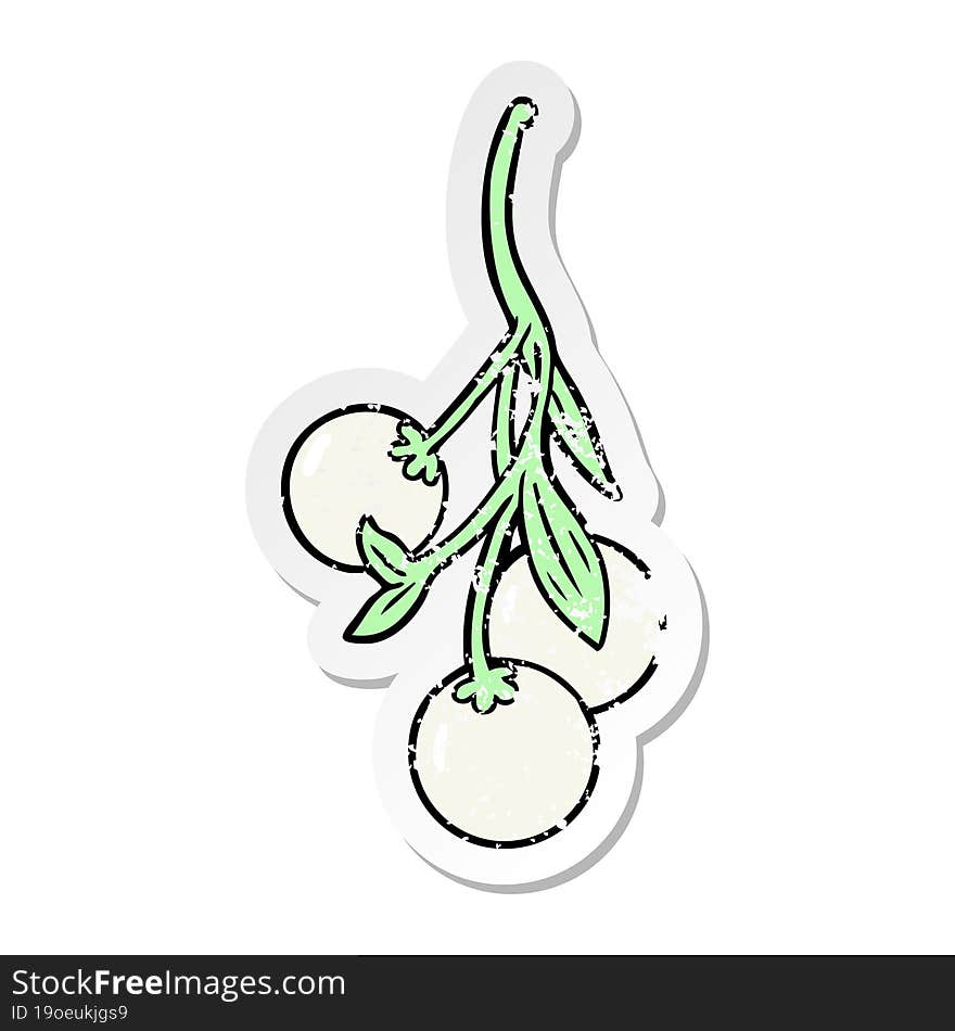 distressed sticker of a cartoon mistletoe