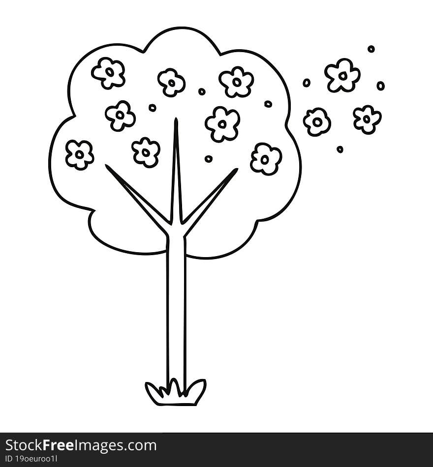 quirky line drawing cartoon tree