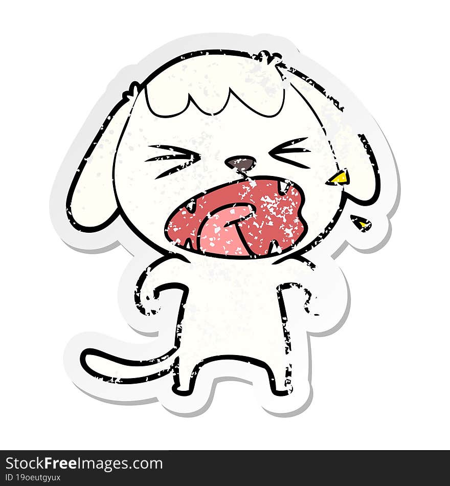 distressed sticker of a cute cartoon dog