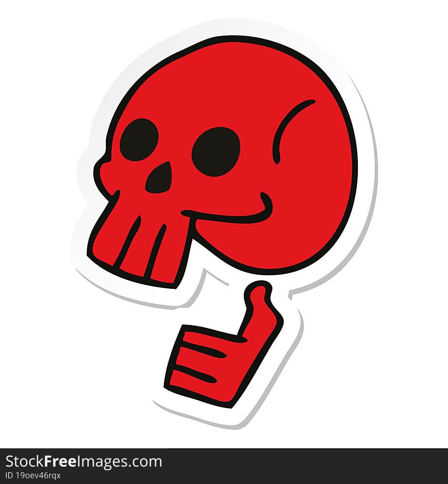 sticker of a quirky hand drawn cartoon skull