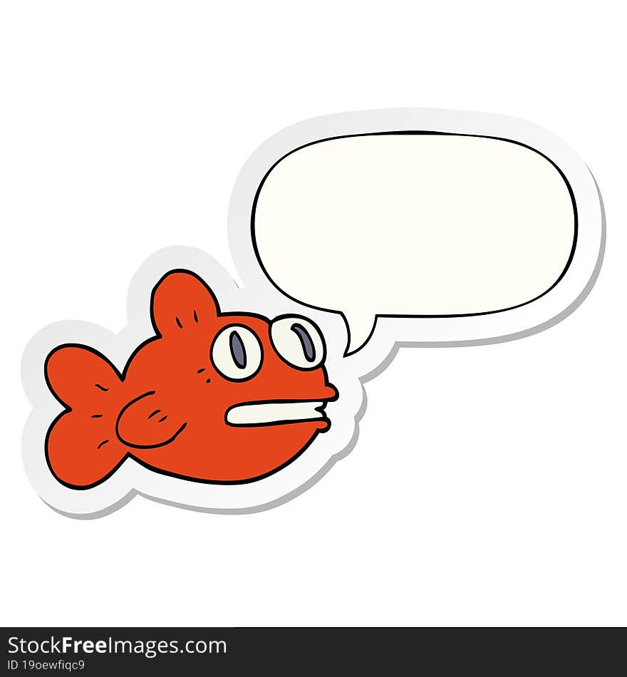 cartoon fish with speech bubble sticker. cartoon fish with speech bubble sticker