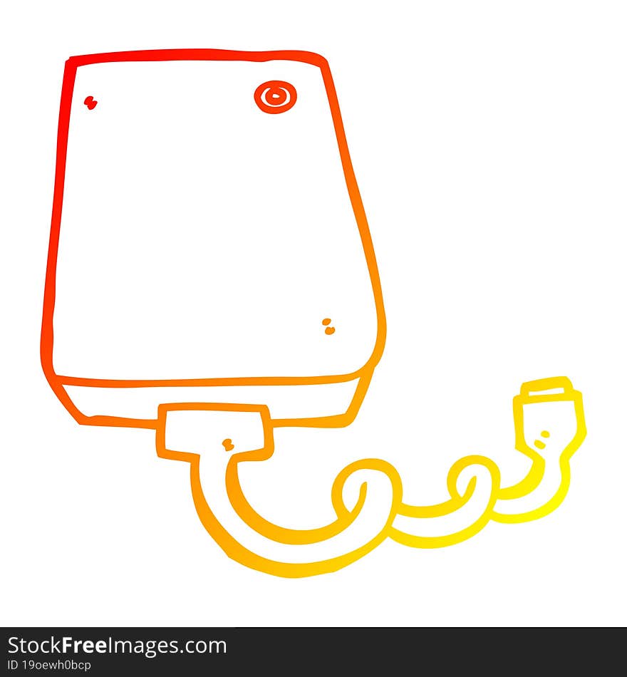 Warm Gradient Line Drawing Cartoon Hard Drive