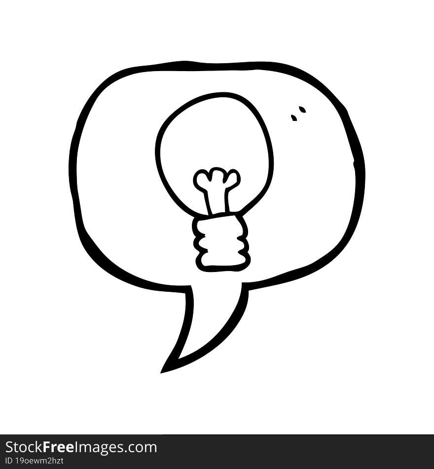 freehand drawn speech bubble cartoon light bulb