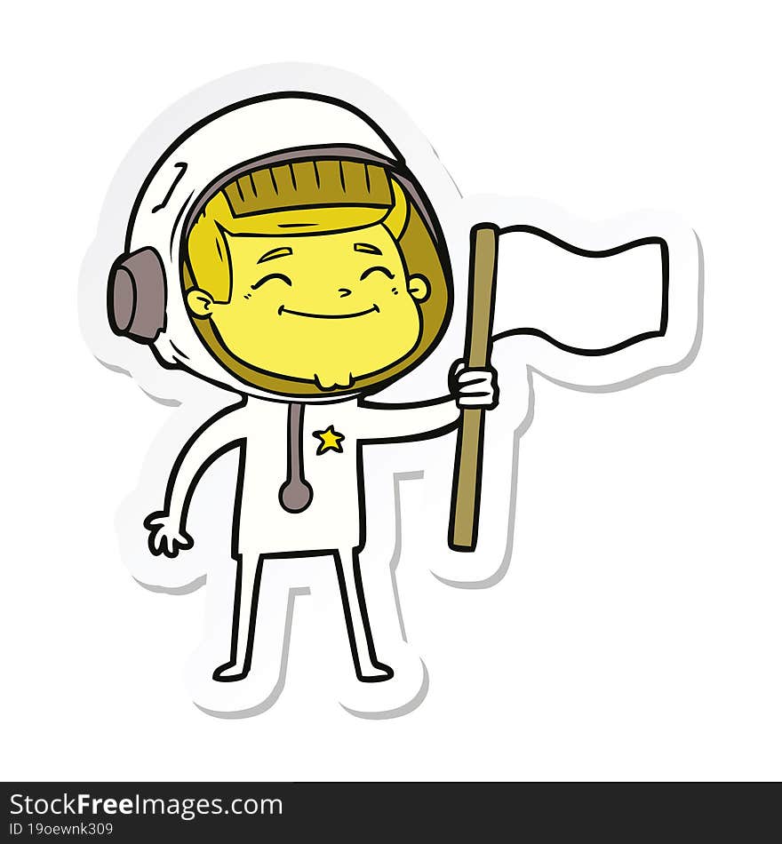 sticker of a happy cartoon astronaut