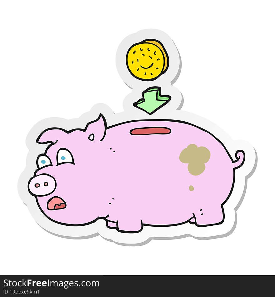 sticker of a cartoon piggy bank