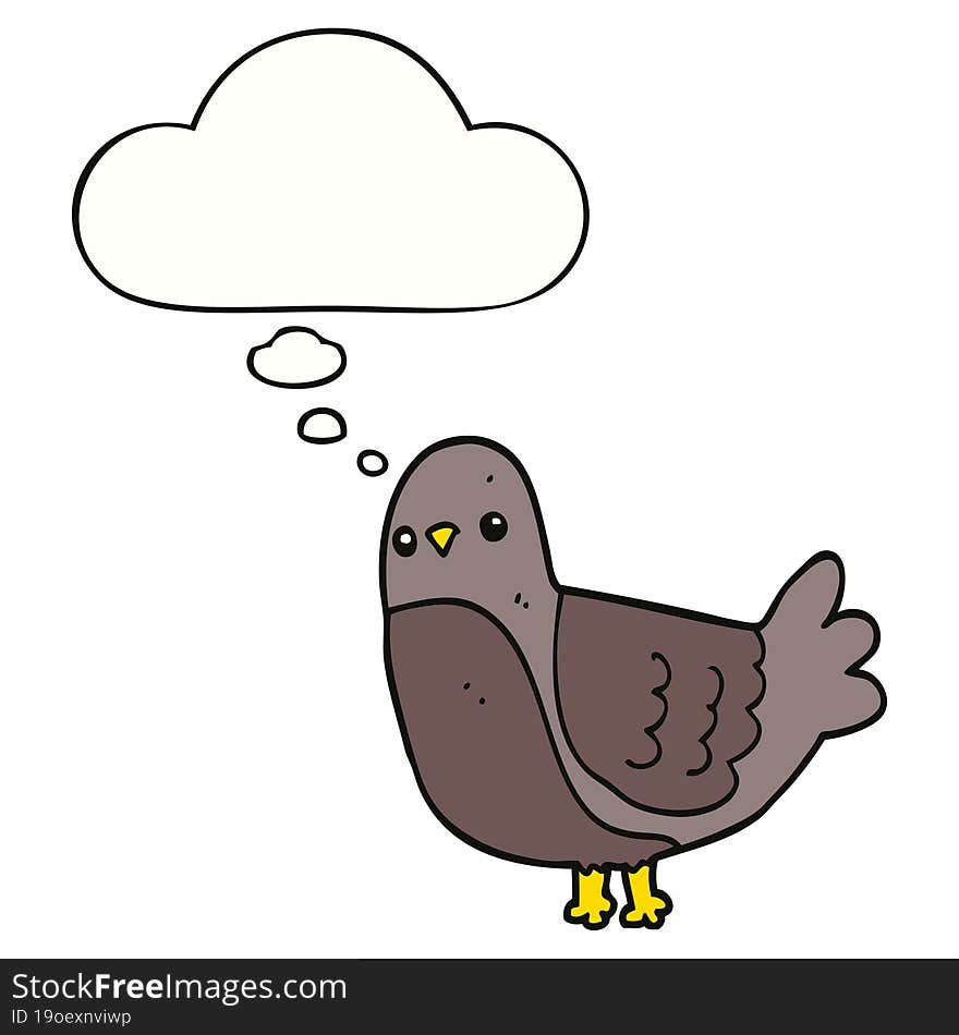 cartoon bird with thought bubble. cartoon bird with thought bubble