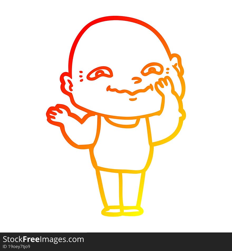 warm gradient line drawing cartoon creepy guy