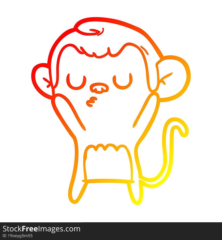 warm gradient line drawing cartoon monkey