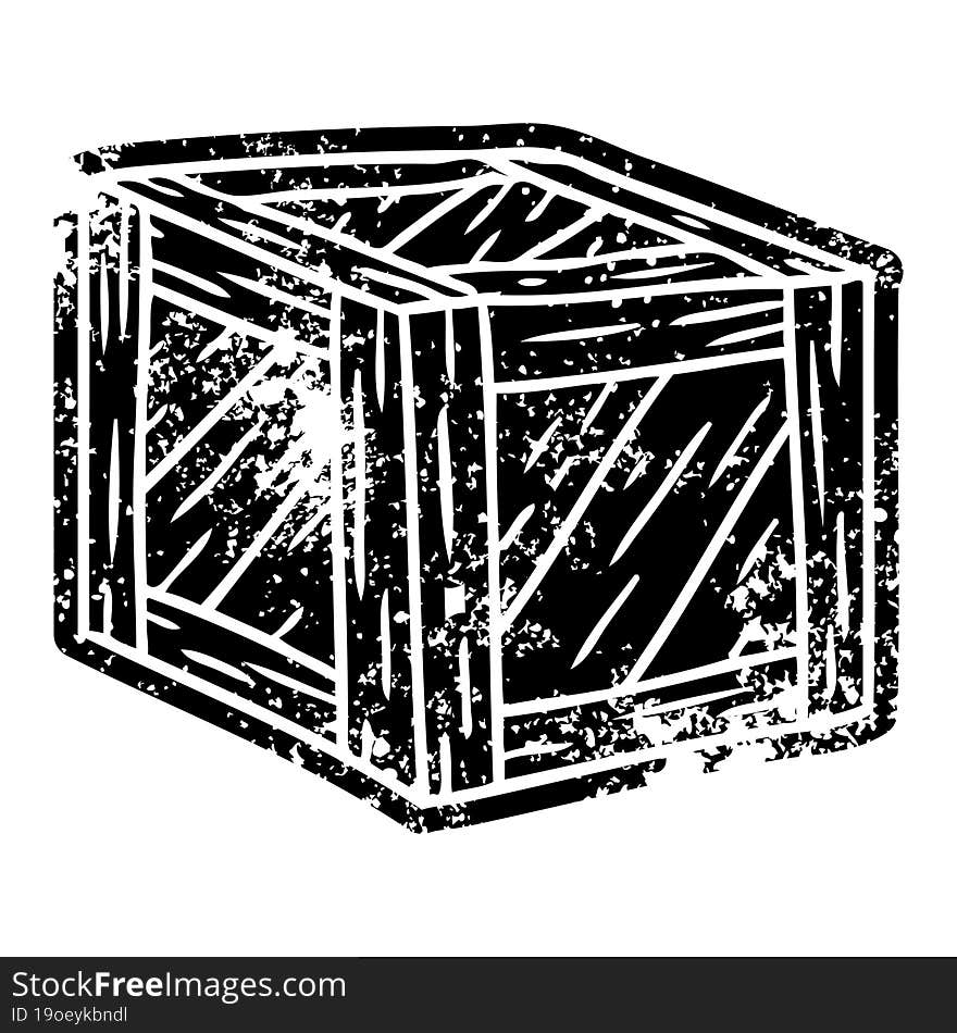 grunge icon drawing of a wooden crate