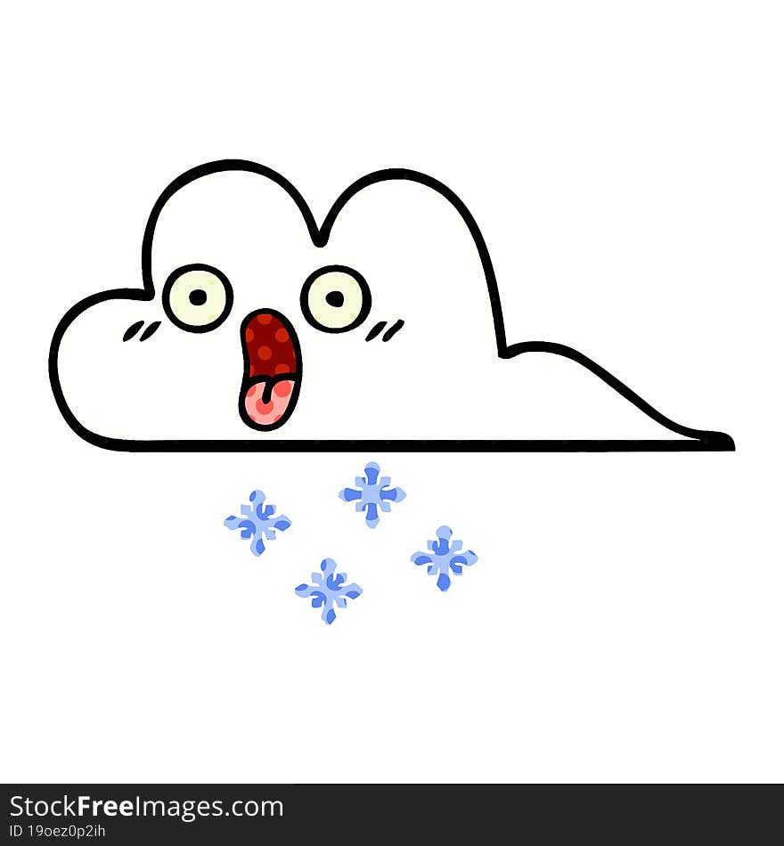 comic book style cartoon shocked snow cloud