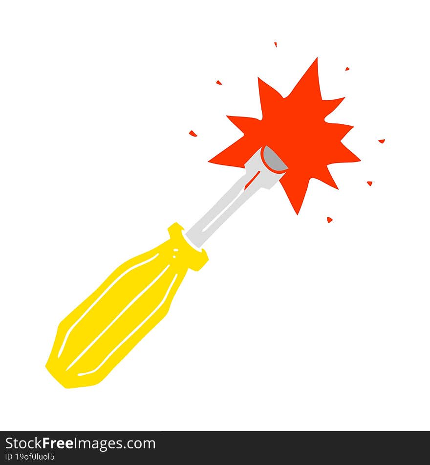 flat color illustration of a cartoon screwdriver