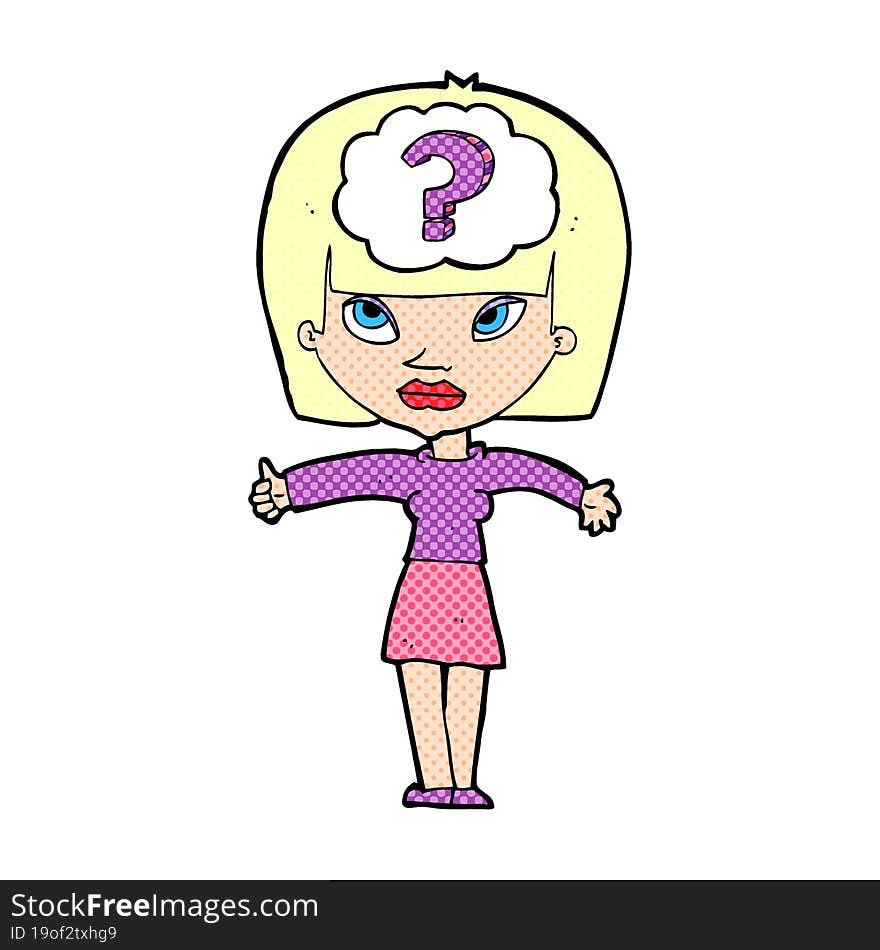 Cartoon Woman With Question