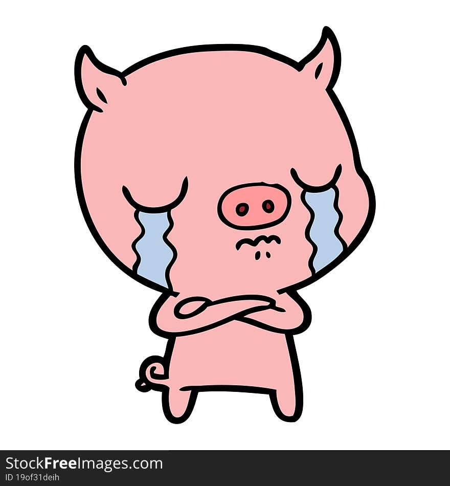 cartoon pig crying. cartoon pig crying