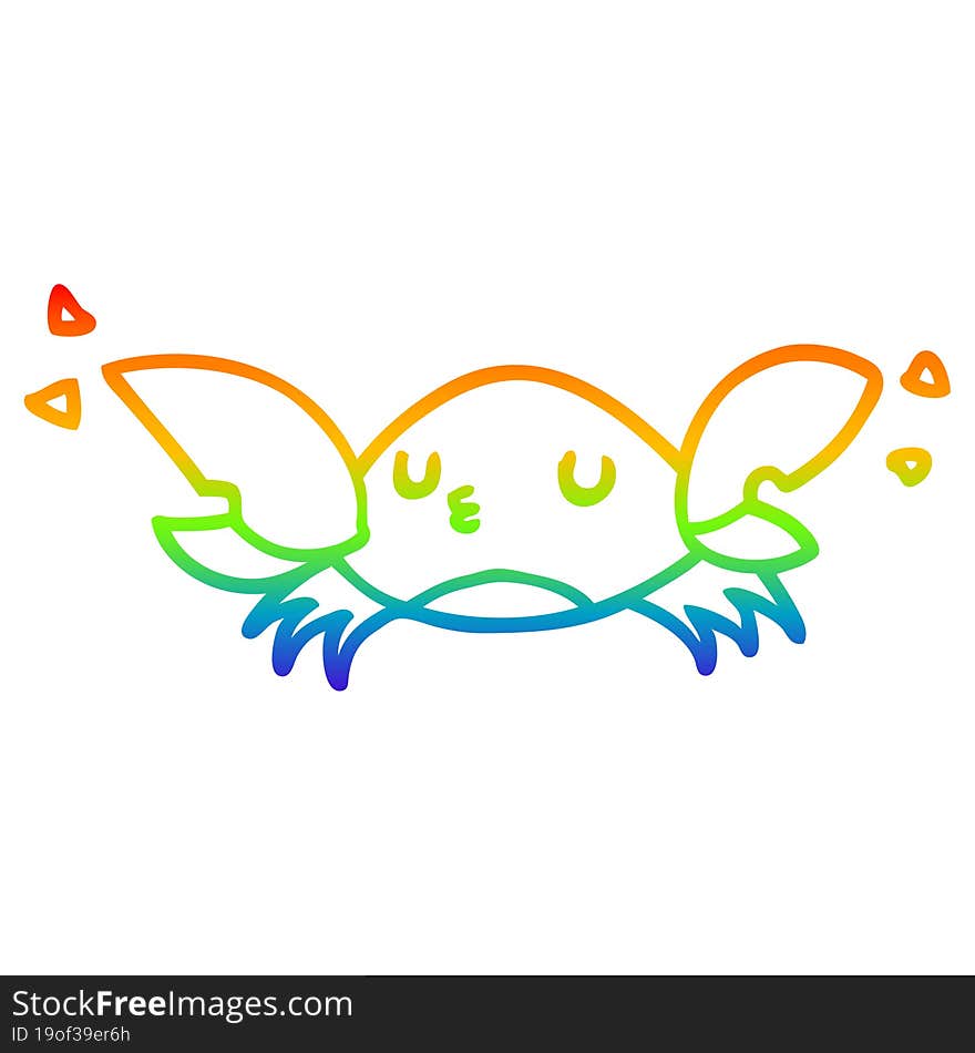 Rainbow Gradient Line Drawing Cartoon Crab