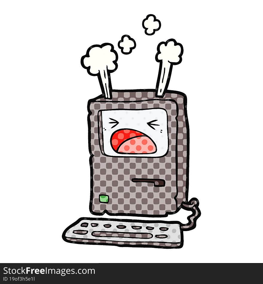 cartoon overheating computer. cartoon overheating computer