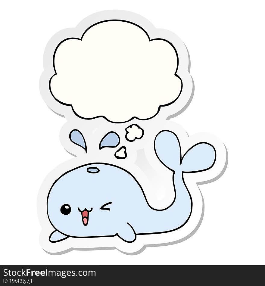 Cartoon Whale And Thought Bubble As A Printed Sticker