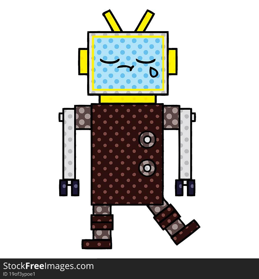 comic book style cartoon of a robot