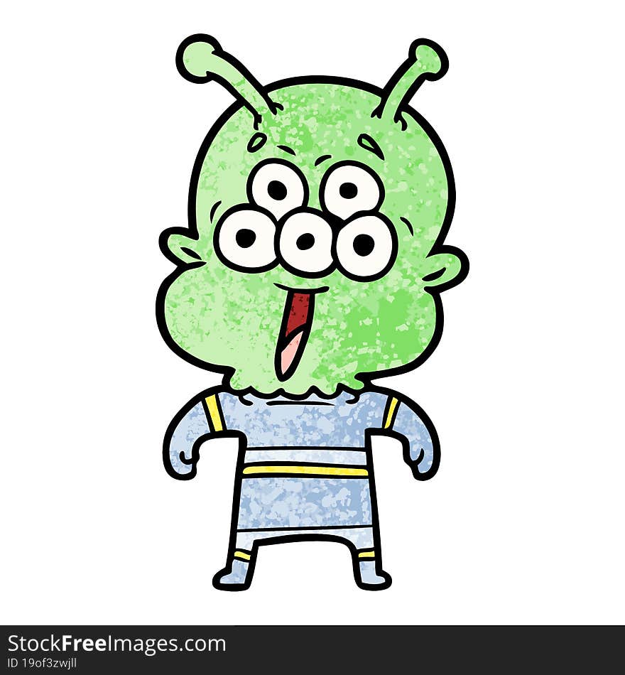 happy cartoon alien. happy cartoon alien