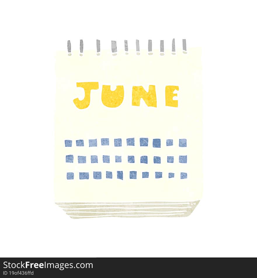 retro cartoon calendar showing month of