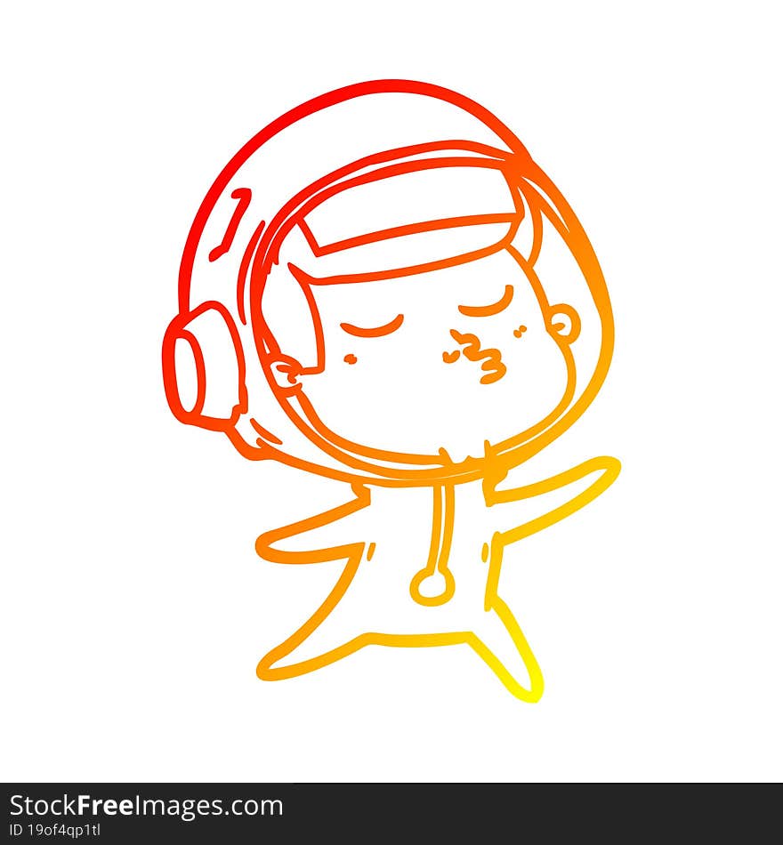 warm gradient line drawing cartoon confident astronaut