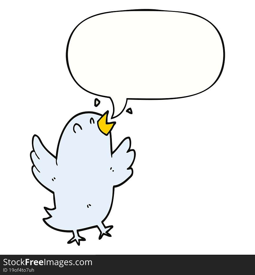 cartoon bird singing and speech bubble