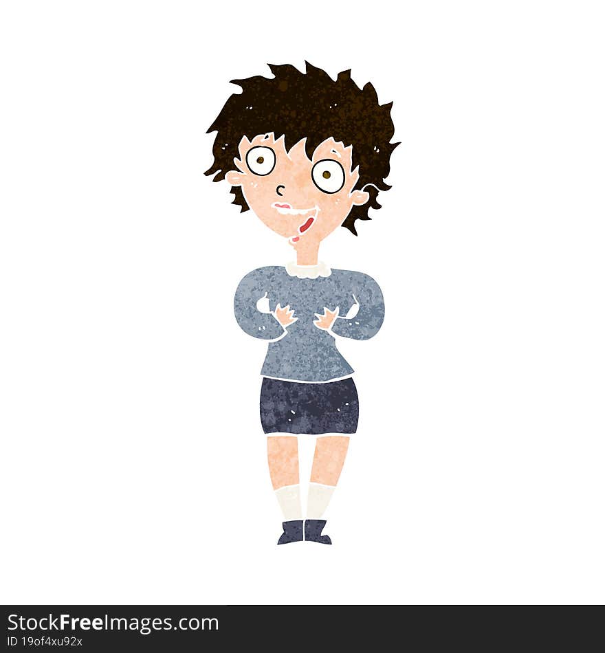 Cartoon Excited Woman