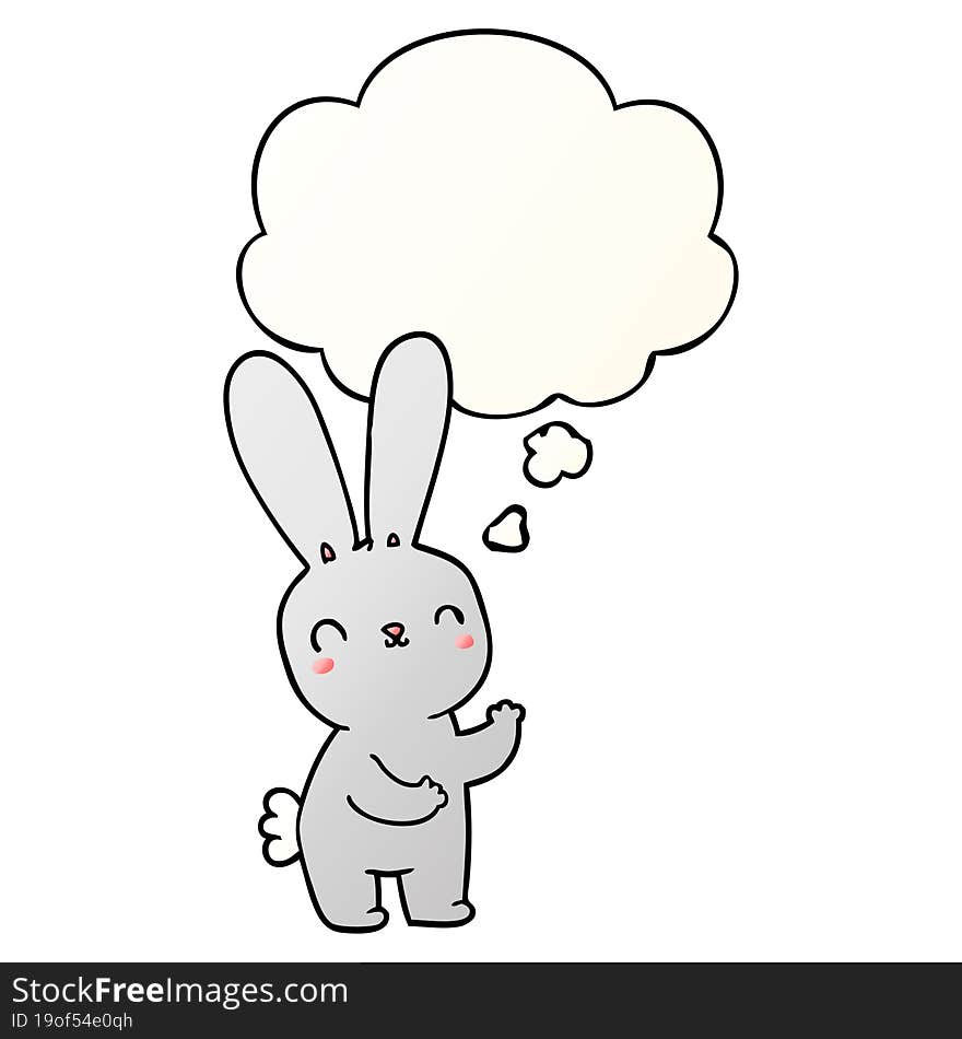 cute cartoon rabbit and thought bubble in smooth gradient style