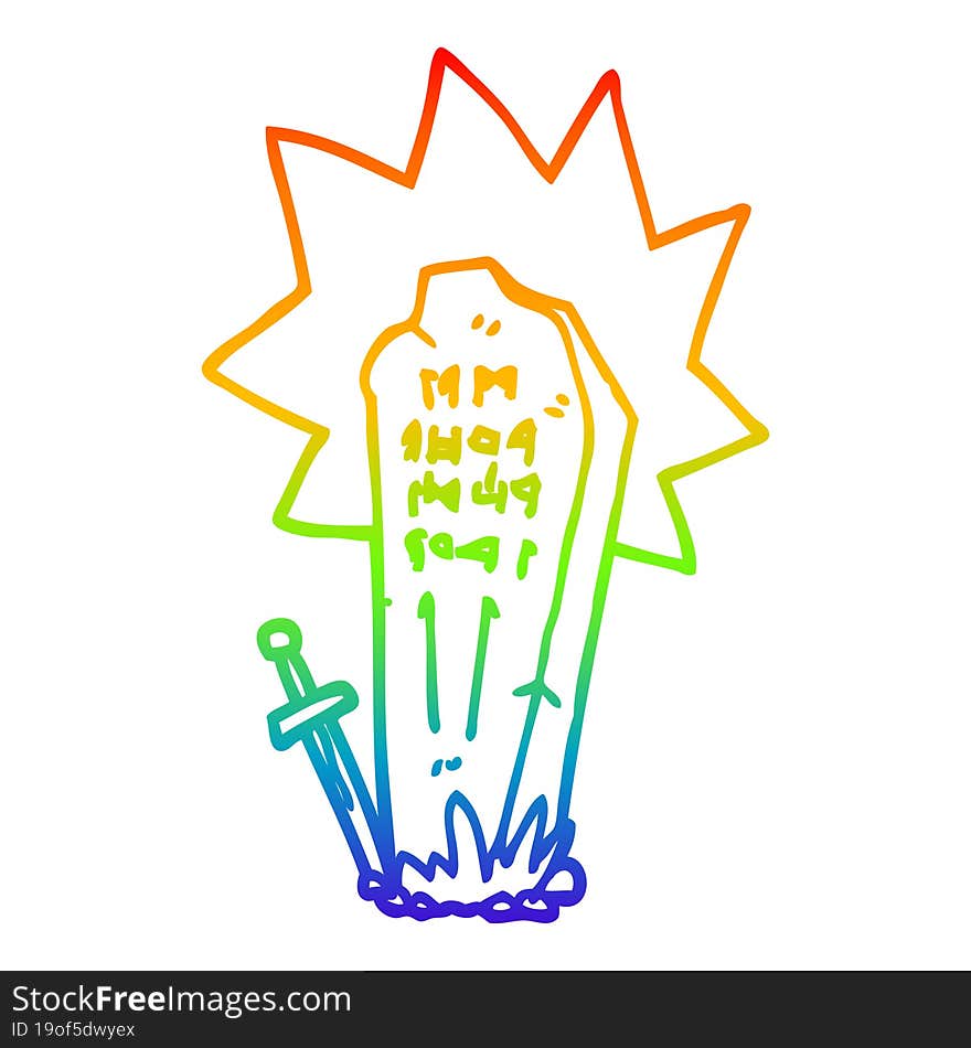 Rainbow Gradient Line Drawing Cartoon Heros Grave