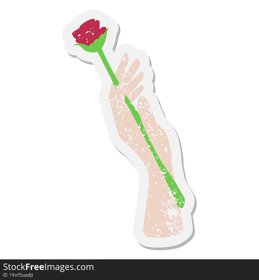 hand holding rose grunge sticker